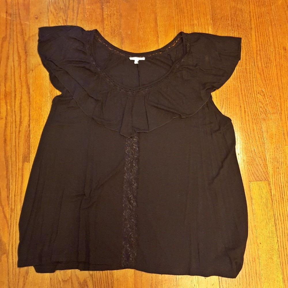Black flutter sleeve shirt